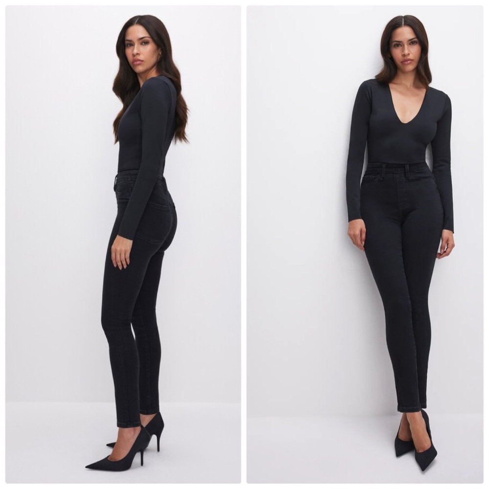 Good American Pull on stretch Black Skinny Pants